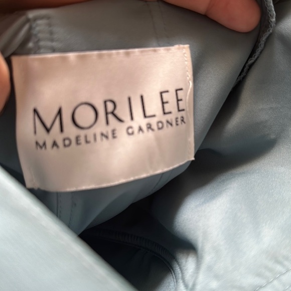 MORILEE BY MADELINE GARDNER Deep Sea Cold Shoulder Chiffon Bridesmaid Dress - Picture 14 of 16